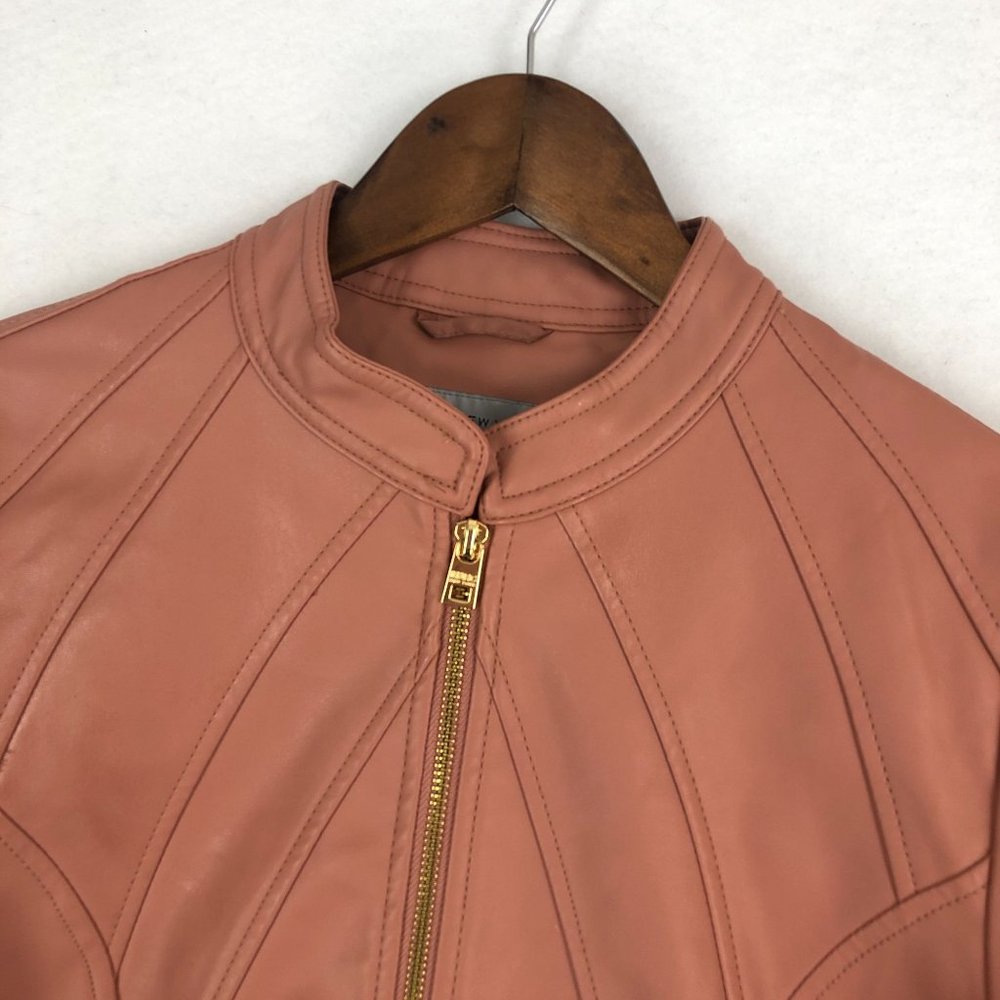 *SOLD* Marc New York Size Medium Pink Faux Leather Full Zip Long Sleeve Jacket - Picture 2 of 10